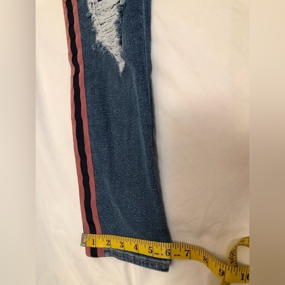 McGuire Damn Fine High Rise Side Striped Cropped Raw Hem Jeans 246D Size 27 - Picture 12 of 16